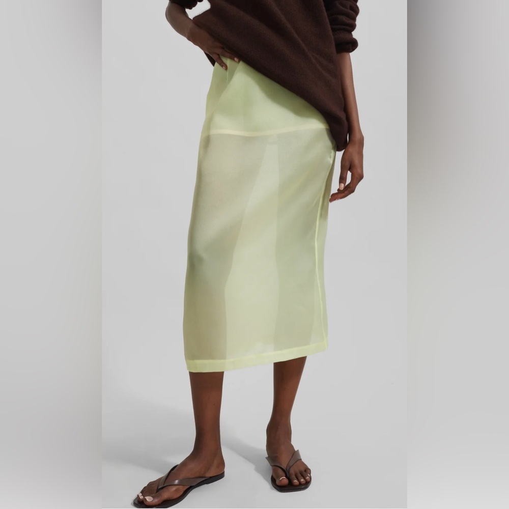 The Frankie Shop Pale Lime Sheer Pencil Skirt - Picture 4 of 7